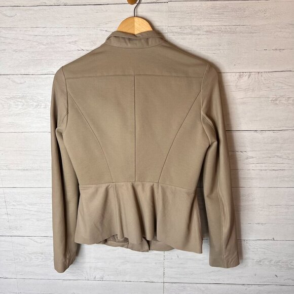 Via Spiga Jacket Womens Size PS Taupe 100% Genuine Lamb Leather Gold Zippers - Picture 14 of 15